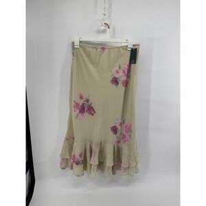 Wild Fable Womens Floral Tiered Ruffle Midi Skirt Cream Size L